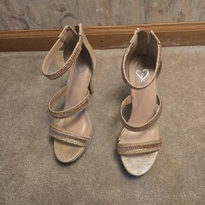 Elegant Gold Strappy Women's Heels